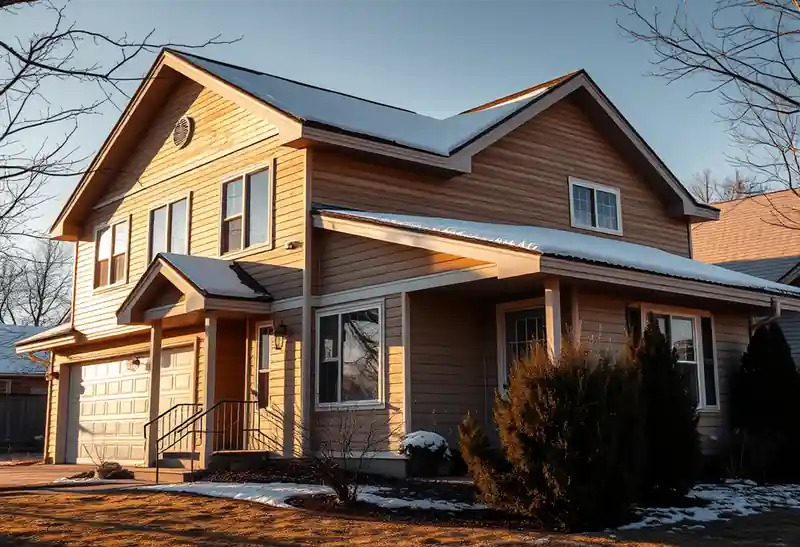 Illustration of house with new horizontal lap siding in a 1980-era home
