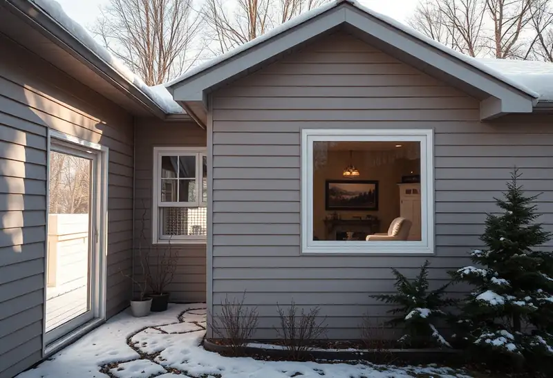Illustration of house with new horizontal lap siding in a 1980-era home