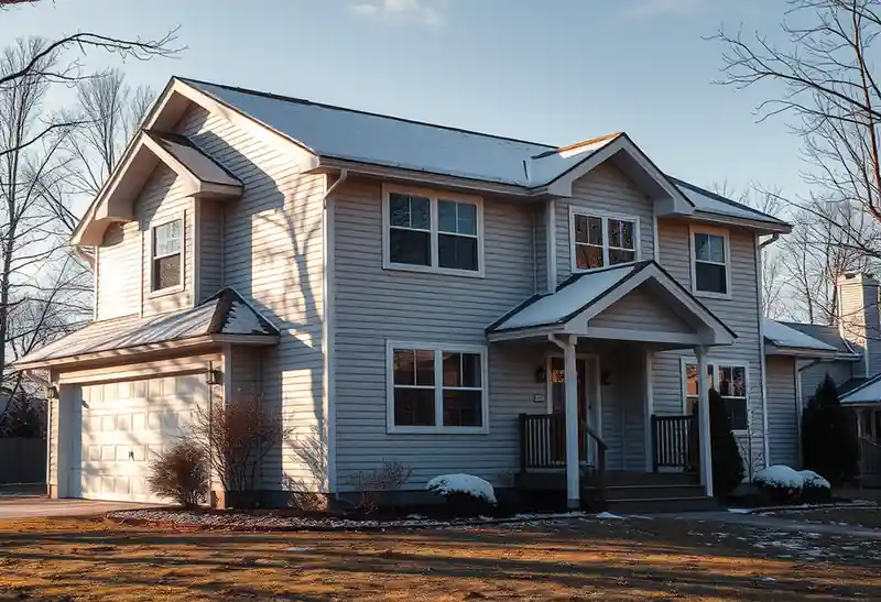 Illustration of house with new horizontal lap siding in a 1980-era home