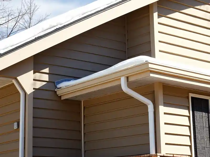 Illustration of close-up of materials and finishes of house with new horizontal lap siding in a 1980-era home
