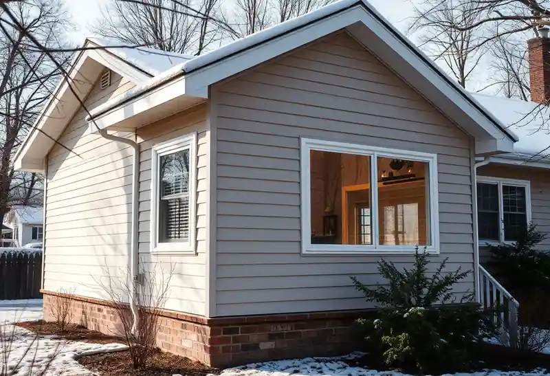 Illustration of house with new horizontal lap siding in a 1980-era home